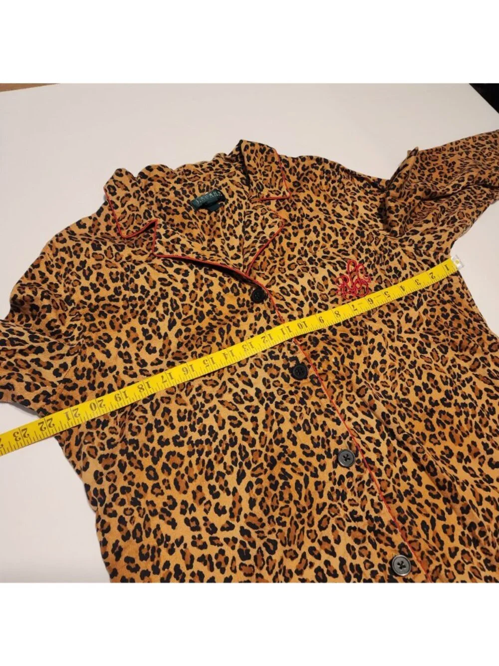 Lauren Ralph Lauren sz XL women pajama top animal print embroidered logo pocket